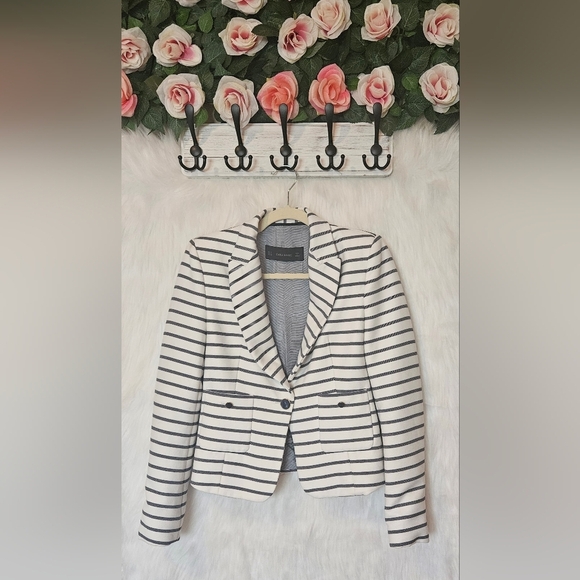 Zara Classic Striped Nautical Cropped Blazer - Picture 1 of 7